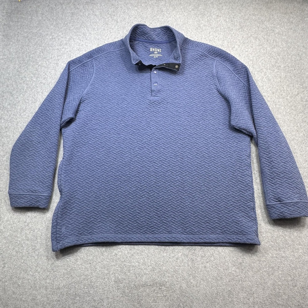 Rhone Weekender Pullover Mens XXL Blue Snap Collared Quilted Side Zip Outdoor
